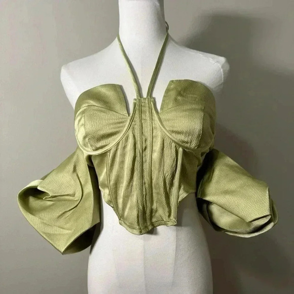 Pretty little thing coquette dreamy renaissance satin corset/top w puff sleeve 8 - Picture 3 of 7